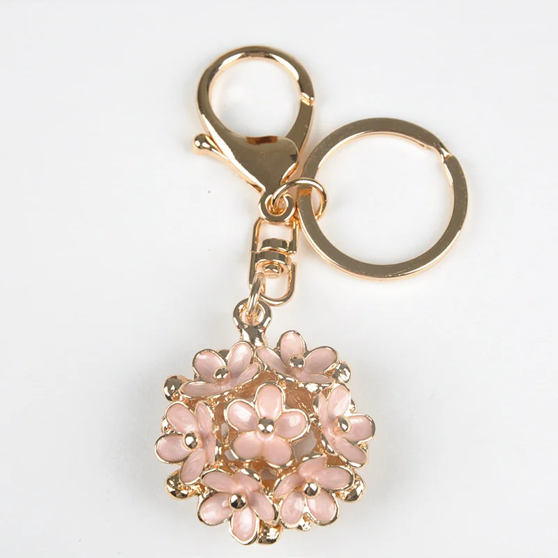 Unique Design Fashion Flower Keyring Key Chain Metal Car Keychain Women