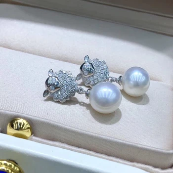 

Hot Design S925 Silver Pearl Earrings Findings Stud Earrings Settings Mountings Parts Mounts for Wedding Gift Bridal Women