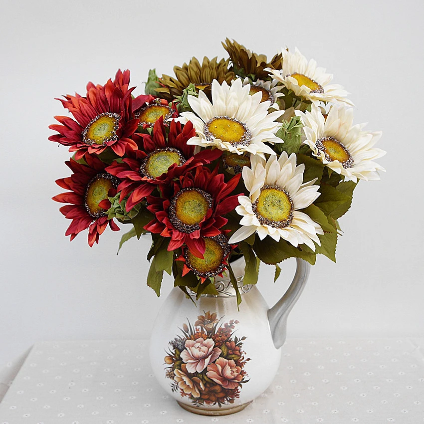 Подсолнечник искусственный цветок большой букет из цветов для домашнего свадебного украшения фотографии декоративные украшения