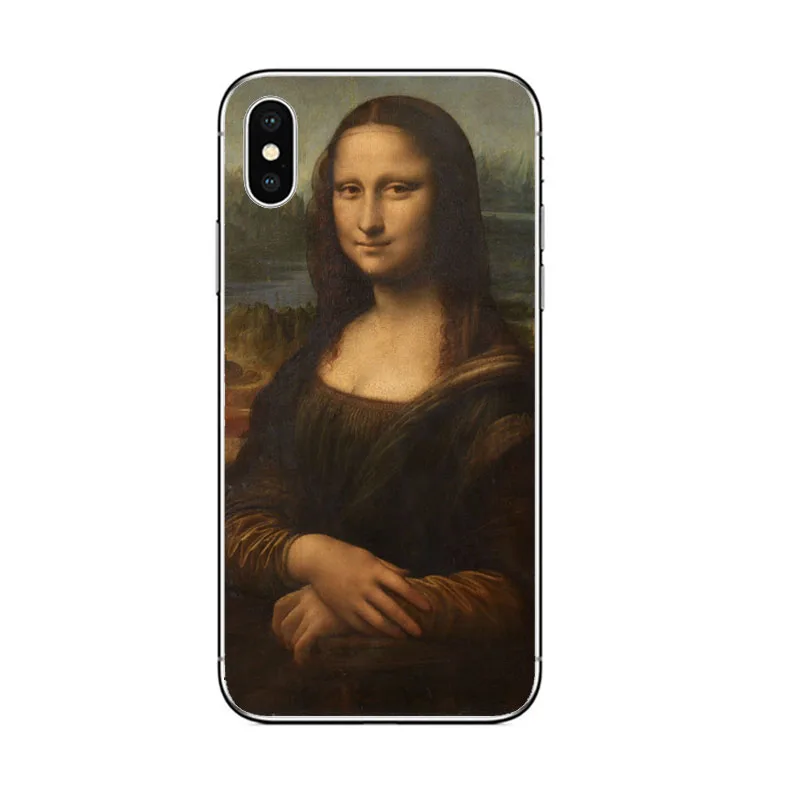 Чехол для телефона Мона Лиза с художественным рисунком, мягкий ТПУ с рисунком для iphone X XR XS MAX 8 7 6 5 6S 5S PLUS SE MonaLisa gum smoke чехол