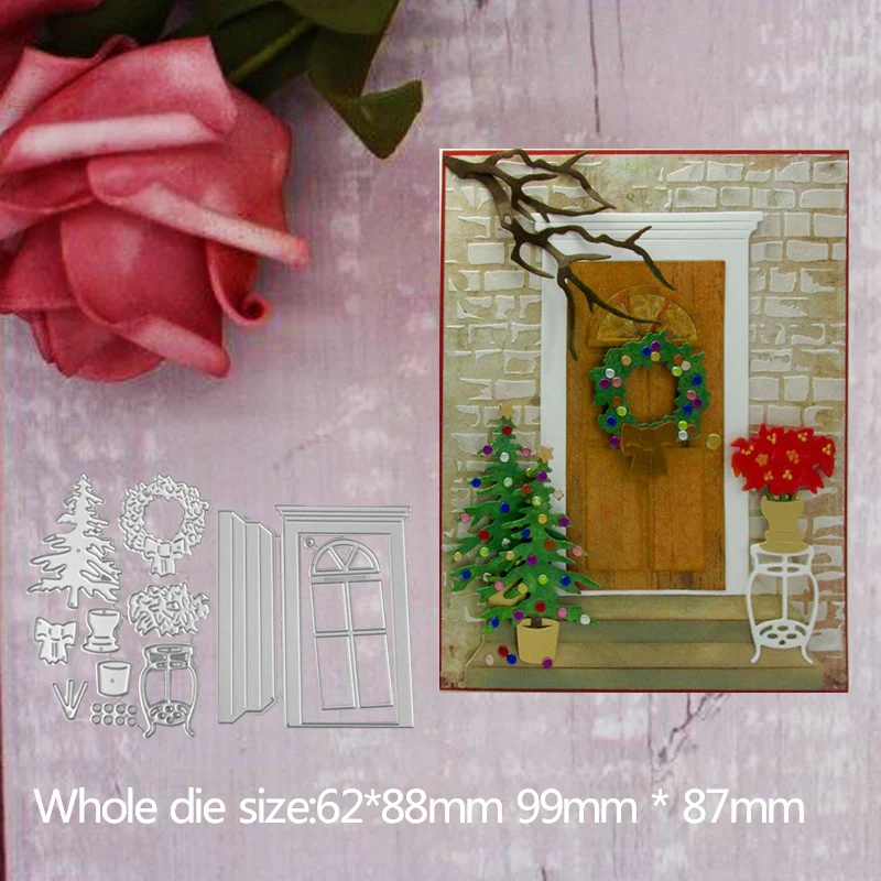 

2019 Door and winter trees Metal Cutting Dies Silver For Scrapbooking Album Paper Card Dies Stencil Craft New Template