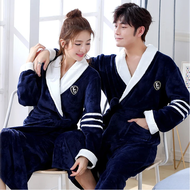 Men's Winter Thickening Comfort Cotton Velvet Nightgown Couple Bathrobe |  eBay