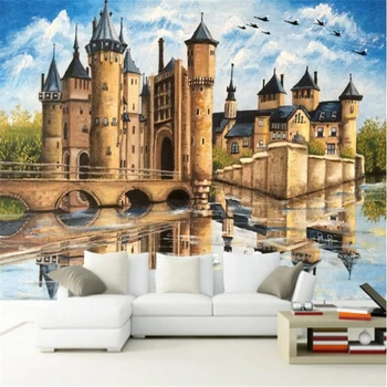 

beibehang wall papers home decor American Fashion wallpaper for walls 3 d Castle Photo Wallpaper papel de parede infantil