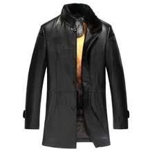 Мужской золотой мех норки с подкладкой пальто из овчины съемная подкладка мех пальто Тренч из импортной овчины кожа оболочки