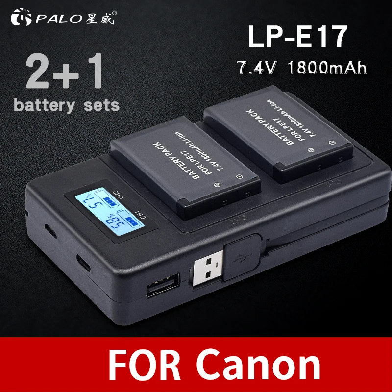 2x LP-E17 Battery With USB LCD Charger for LPE17 Canon EOS M3 EOS 750D EOS 760D