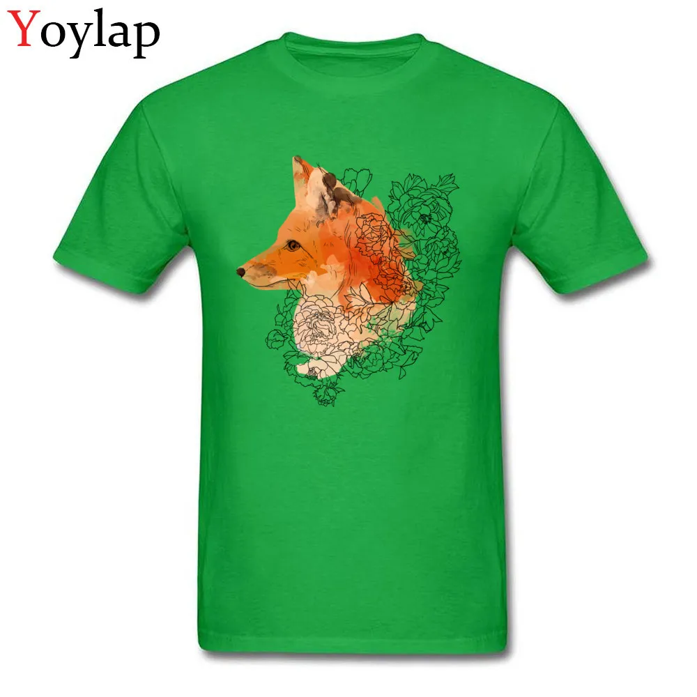 Cute 3D Printed T Shirt Crewneck 100% Cotton Watercolor fox Student Tops Shirts Short Sleeve Summer 3D Printed Sweatshirts green