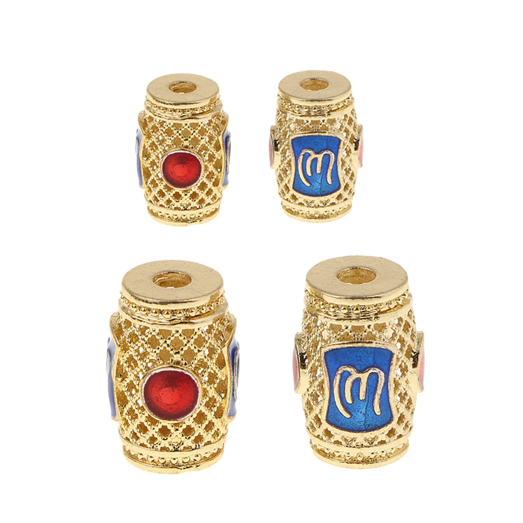 2 Pcs Delicate Enamel Barrel Beads Large Hole 2mm 4mm Round Loose Beads Spacer Charms for Handmade Jewelry Making and Crafting