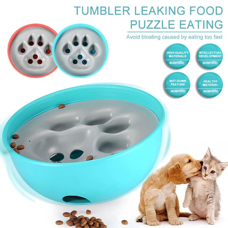 New Pet Dog Bowl Tumbler Slow Feeder Anti Leakage Food IQ Treat Ball Dog Toys for Pet Cat Food Water Feeding Dish Feeder