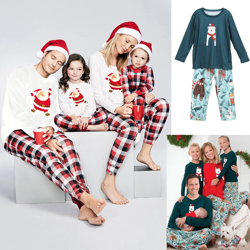Рождественские одинаковые комплекты для семьи; одежда для сна для взрослых женщин и детей; одежда для сна; Хлопковая пижама; Рождественская одежда