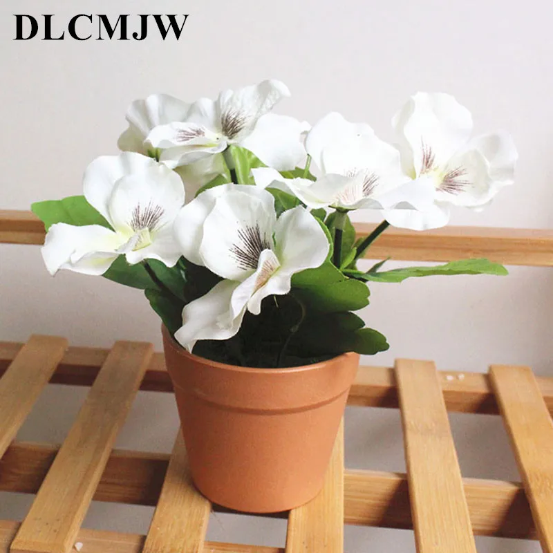 

Artificial flower plants Potted indoor simulation Green plants Small bonsai silk Flower for wedding home office decorate bonsai
