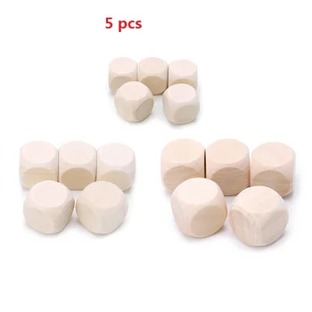 

5pcs Blank Wood Dice Kid Printing Engraving Graffiti DIY Toys Family Party Games
