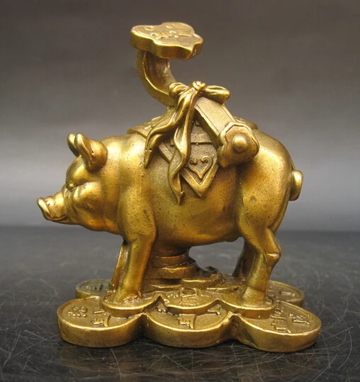 

B0601 421wholesale bronze factory Copper Ruyi pig decoration small pig zodiac pig lucky statue