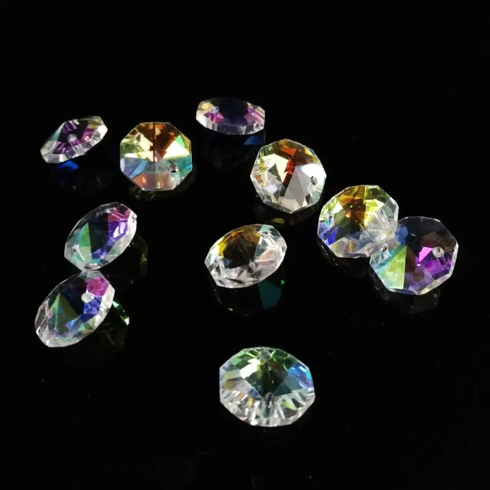 

Newest Arrives,22mm AB 650pcs Colorful crystal octagon chandelier lamp beads prism pendant parts for home wedding decor