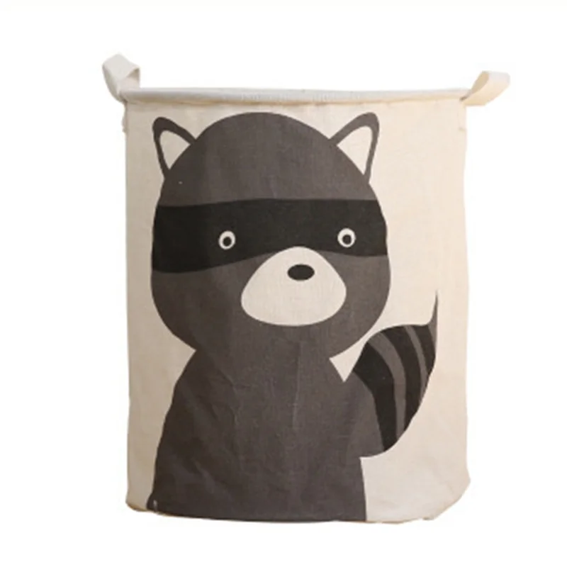 Новая Большая животная корзина для белья для хранения детской игрушки корзина для хранения хлопок водостойкая одежда Sundries Barrel складной органайзер - Цвет: Little raccoon