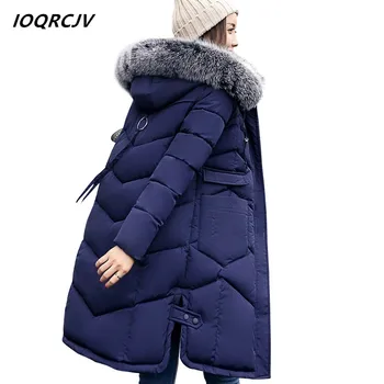 

2018 New Winter Women Hooded Coat Fur Collar Thicken Warm Long Jacket Female Plus Size 3XL Outerwear Parka Ladies Down Jacket S7
