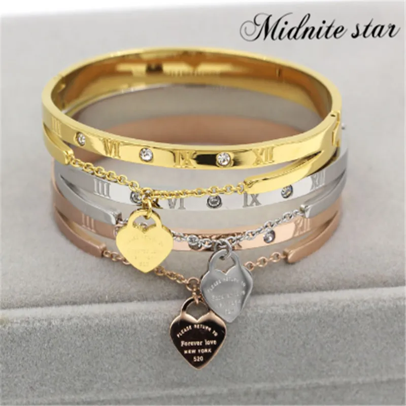 

Love Heart Bracelet Brand Forever Top quality Rhinestone Number Cuff Bangles for Women Valentines Day Gift