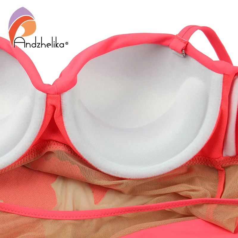 Andzelika bikini женский купальник монокини с сеткой и рисунком на передней части