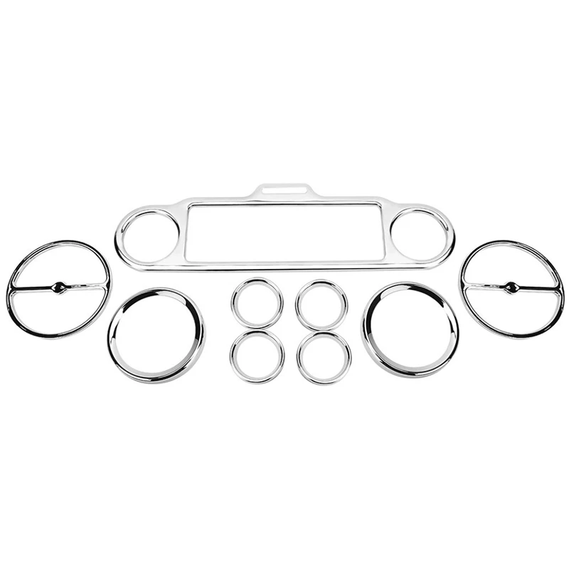 

9Pcs Motorcycle Dashboard Frame Decorative Stereo Accent Speedometer Cover Trim Ring Set For Harley Street Road Glide
