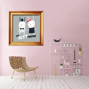 

Animal Sticker Wall Art Canvas Painting Poster Modern Cartoon Picture For Living Room Decoration With Frame New