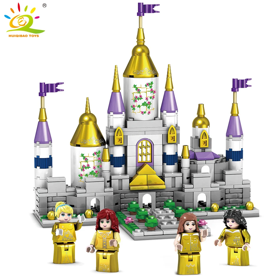 

HUIQIBAO TOYS 363PCS 4in1 Princess Cinderella's Goldren Castle Girls Doll Compatible Legoed Friends Figures Building Blocks Toys