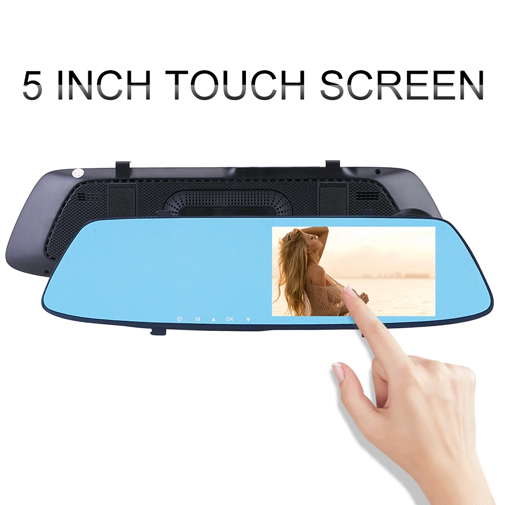 5 Inch 1080P Car DVR Dual Lens Touch Screen Rearview Mirror Video Recorder Dash Cam Parking Monitor G sensor Night Vision H52 | Автомобили