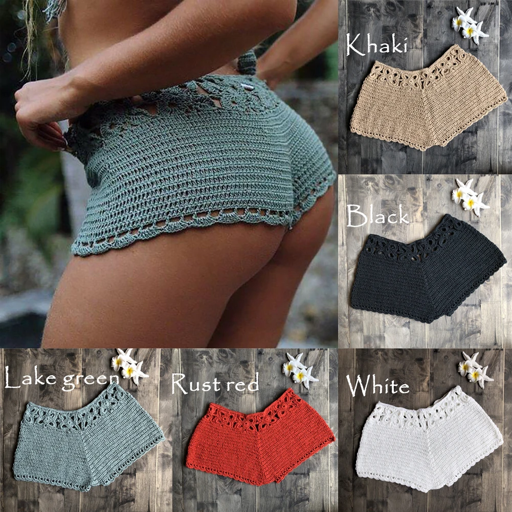 

Summer Women Beach Floral Crochet Bikini Cover Up Beachwear Swimwear Shorts
