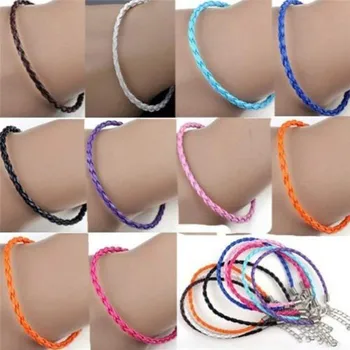 

50pcs Leather Weave Bracelet Cords DIY Jewelry Making Ropes with Lobster Clasps Extended Chain