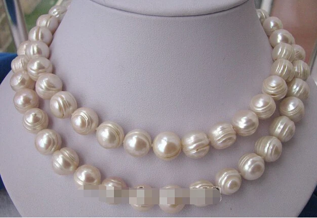 

fast32"13mm baroque white freshwater pearl necklace (A0322)