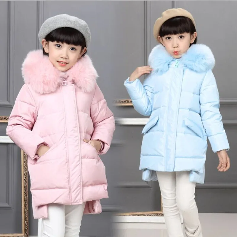 

Winter 2019 Children's Down Jacket Girls Winter Coat Fashion Fur Collar Thick Warm Down & Parkas Girls Jacket Winter Fit 6-10T