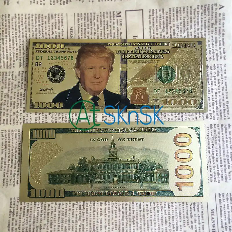 US President Donald Trump Gold Foil Paper Moeny Non Currency Collection Gifts HV