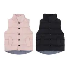 Spring Children Waistcoat Boys Girls Thick Winter Vest Coat Stand Collar Solid Button Padded Warm Sleeveless Jacket Kids Tops