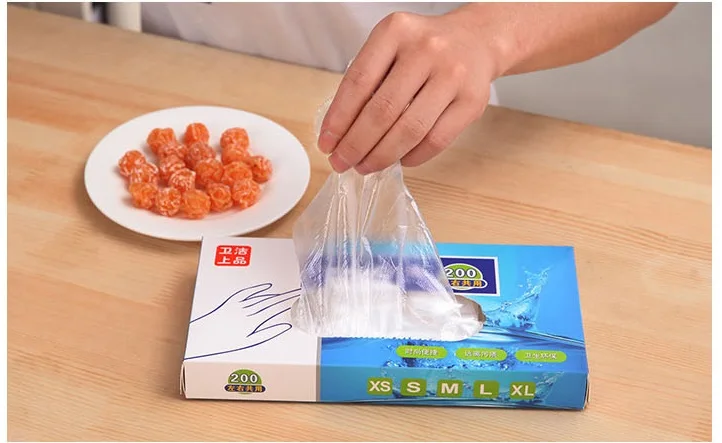 

home use Disposable plastic transparent gloves Extractive boxes Kitchen Baking Hygiene Thickening Food Film 13x25cm