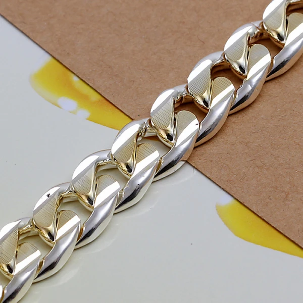 Высококачественный Женский Мужской благородный браслет из стерлингового серебра 925 пробы Мужские украшения 10 мм цветной боковой квадратный браслет с пряжкой