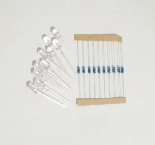 

5MM WHITE LED Lamp Experimental Package Include 10pcs LED + 10pcs Resistance