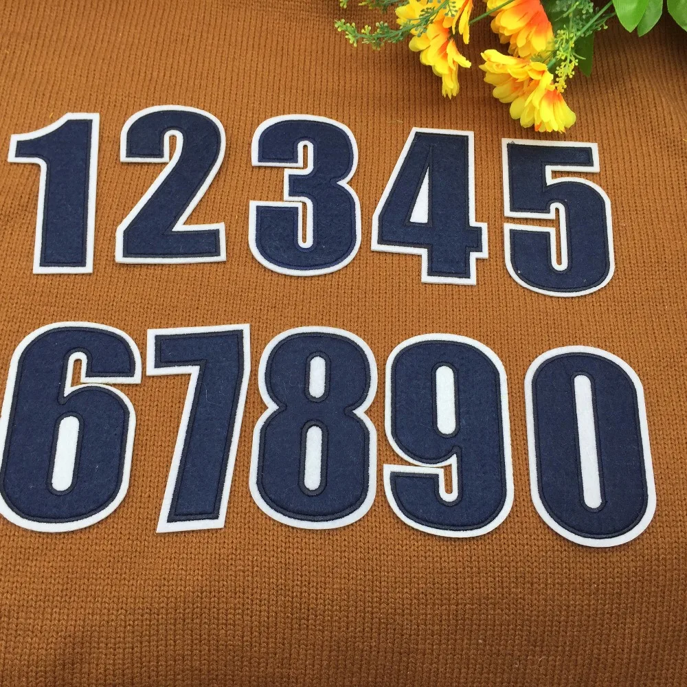 

Retail Football Basketball Sport Navy Numbers 0-9 Digital Embroidered Iron On Patches Stickers Design Motif T-shirt Applique