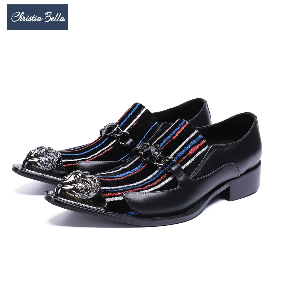 

Christia Bella Fashion Business Men Formal Shoes Metal Charm Genuine Leather Men Dress Shoes Large Size Italian Office Shoes