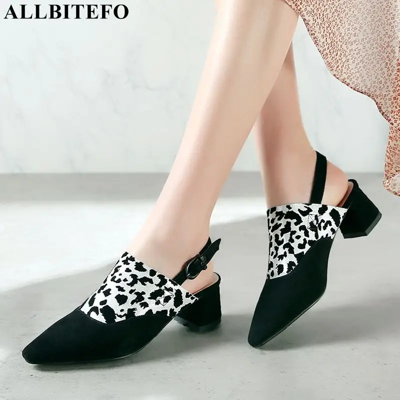 

ALLBITEFO mixed colors genuine leather pointed toe high heels women shoes high quality office ladies shoes women high heel shoes