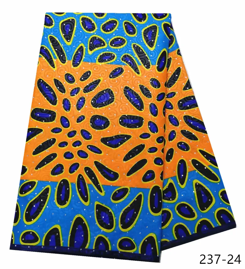 Последняя Горячая нигерийская африканская парафинированная ткань печатный воск ткань со стразами, полиэстер Африканский материал одежды 237