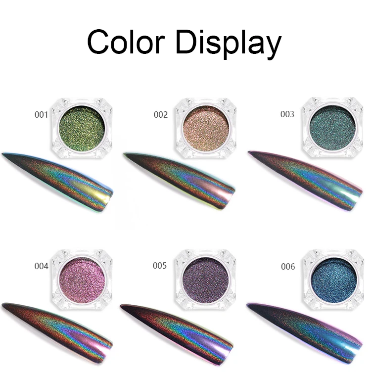 Holographic Laser Powder Rainbow Nail Art Glitter Chameleon Chrome Powder Pigment Manicure Nail Gel Polish Glitter Dust