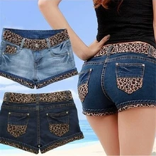 Высокое Качество 2016 Летний Новый Повседневная Мода Slim Тощий Leopard низкой Талией Джинсовой Ткани Женщин Мини Горячий Пляж Шорты Джинсы Плюс размер
