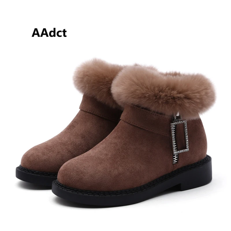 

AAdct Cotton warm short boots for girls New fashion princess girls boots 2018 Winter non-slip kids boots