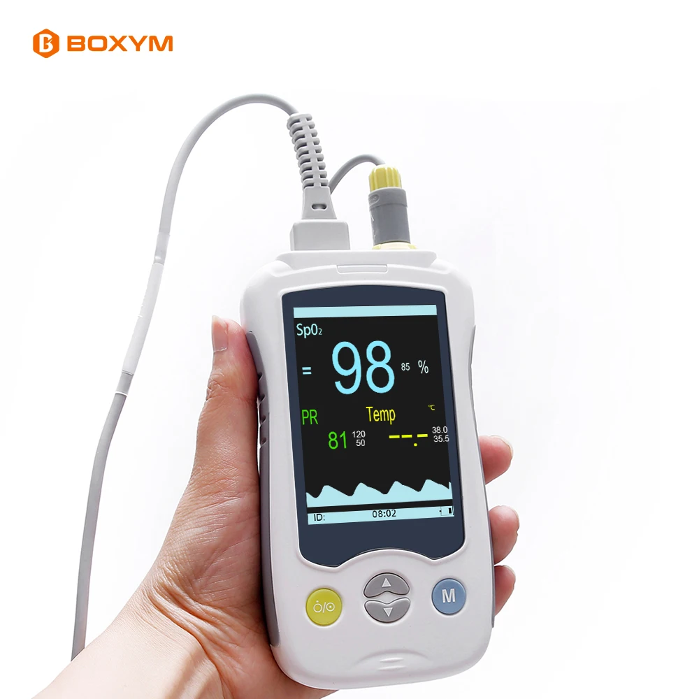 

BOXYM 3.5inch Medical Handheld Pulse Oximeter SPO2 PR TEMP Monitor Adult Child infant Newborn baby health care Recargable