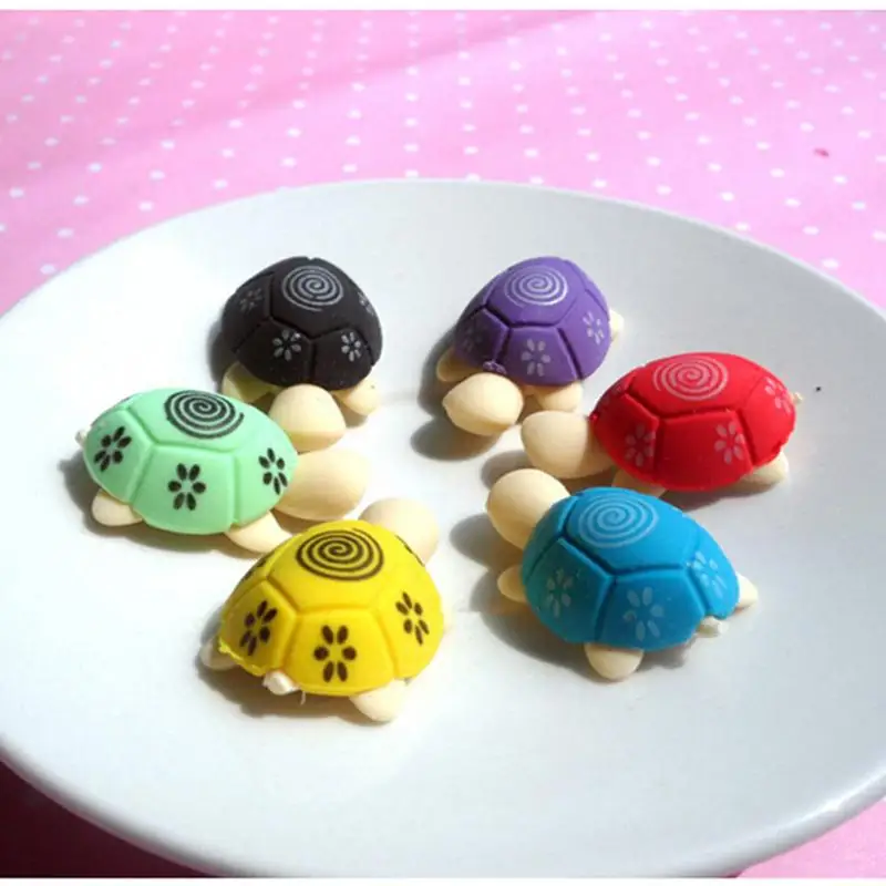 

Escolar 2pcs Cute Turtle Rubber Pencil Eraser Set Various Color Stationery Student Rewards