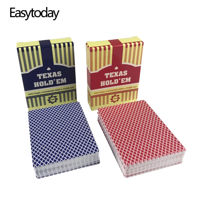 Easytoday 10Pcs/Set PVC Baccarat Texas Hold'em Plastic Playing Cards Waterproof Poker Cards Plastic Entertainment Games Cards