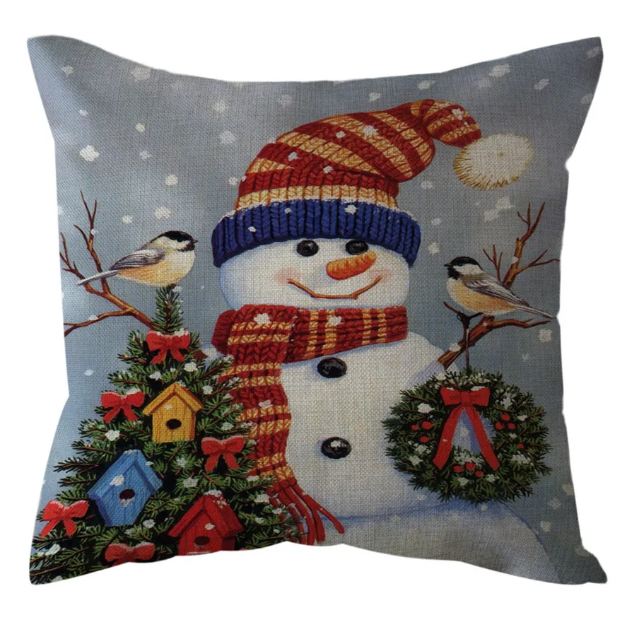 

New Christmas Cushion Cover 1pc Christmas Pillow Cases Linen Sofa Cushion Cover Home Decor Pillow Case 45x45cm