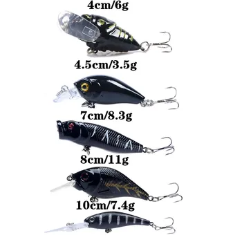 

New 5pcs/lot Fishing Lures Set Mixed 5 Varisized Model Hard Baits Artifiicla Plastic Crankbait Fishing Wobblers Wholesale Y-T153