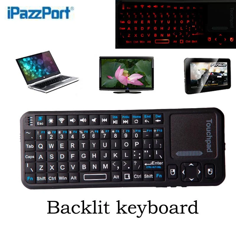 iPazzPort Bluetooth Handheld Wireless 82Keys Keyboard Air Mouse Backlit
