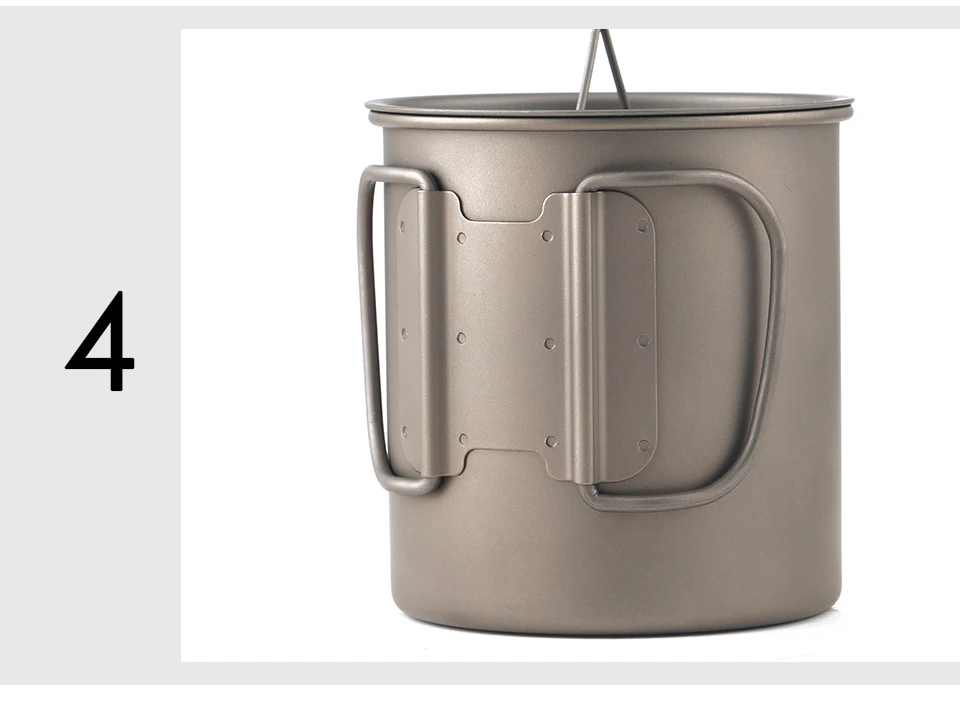 Copo de Titânio para Acampamento Caneca de Titânio Copo de Acampamento Militar de Utensílios de Cozinha para Uso Chaleira para Turista Conjunto de Pratos ao ar Livre para p Caneca Doméstico 450 ml 7 Louça para ar livre