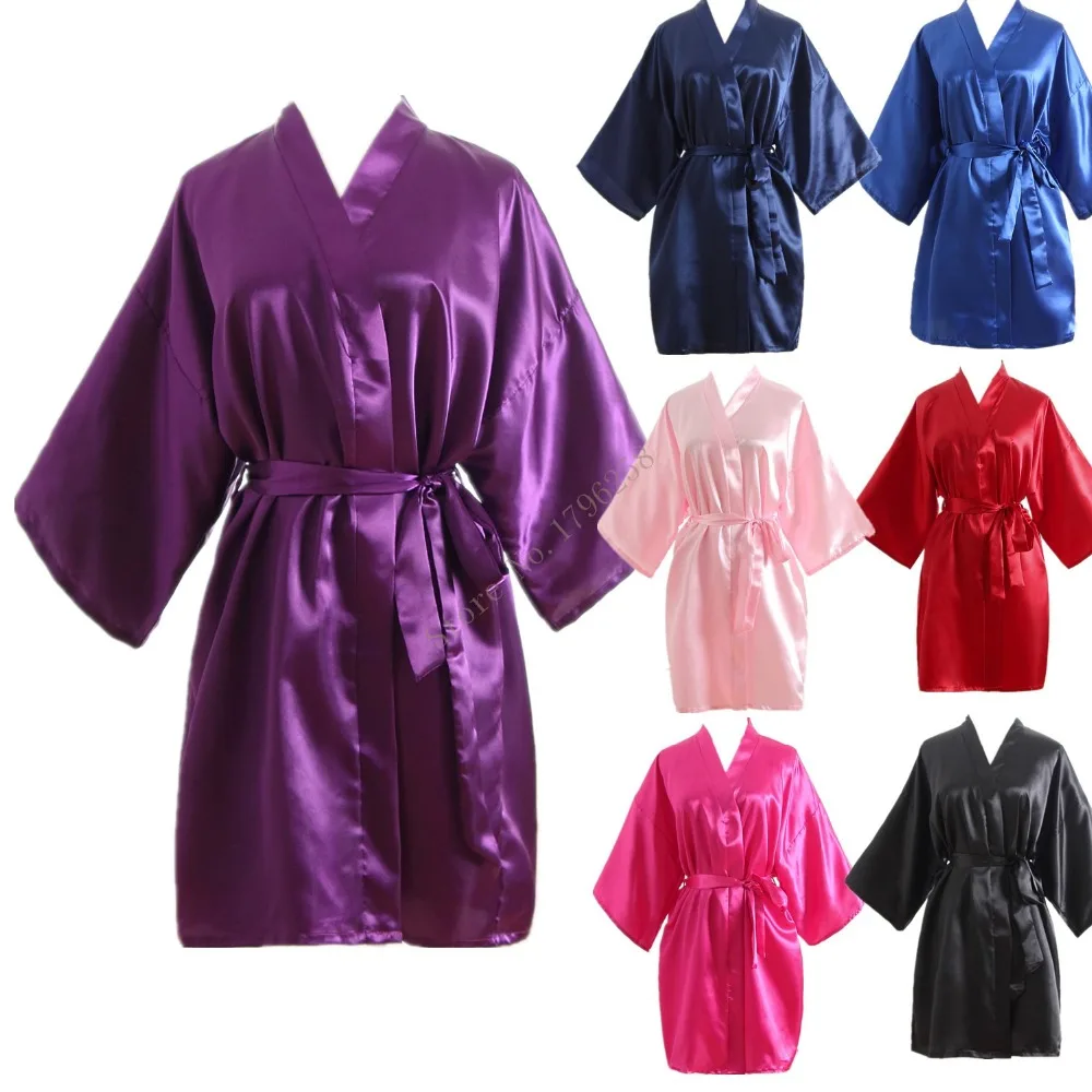 

Night Kimono Robe Large Size Sexy Silk Satin Short Bathrobe Perfect Wedding Bride Bridesmaid Robes Dressing Gown For Women CS-02