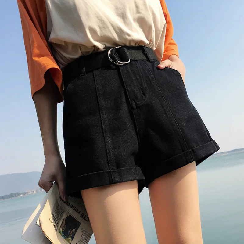 S-XL,2XL plus size summer high waist shorts feminino denim shorts roll up jeans womens casual shorts(0920